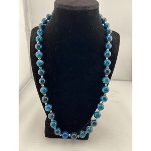 Vintage Genuine Lucite‎ Beaded Necklace Blue
